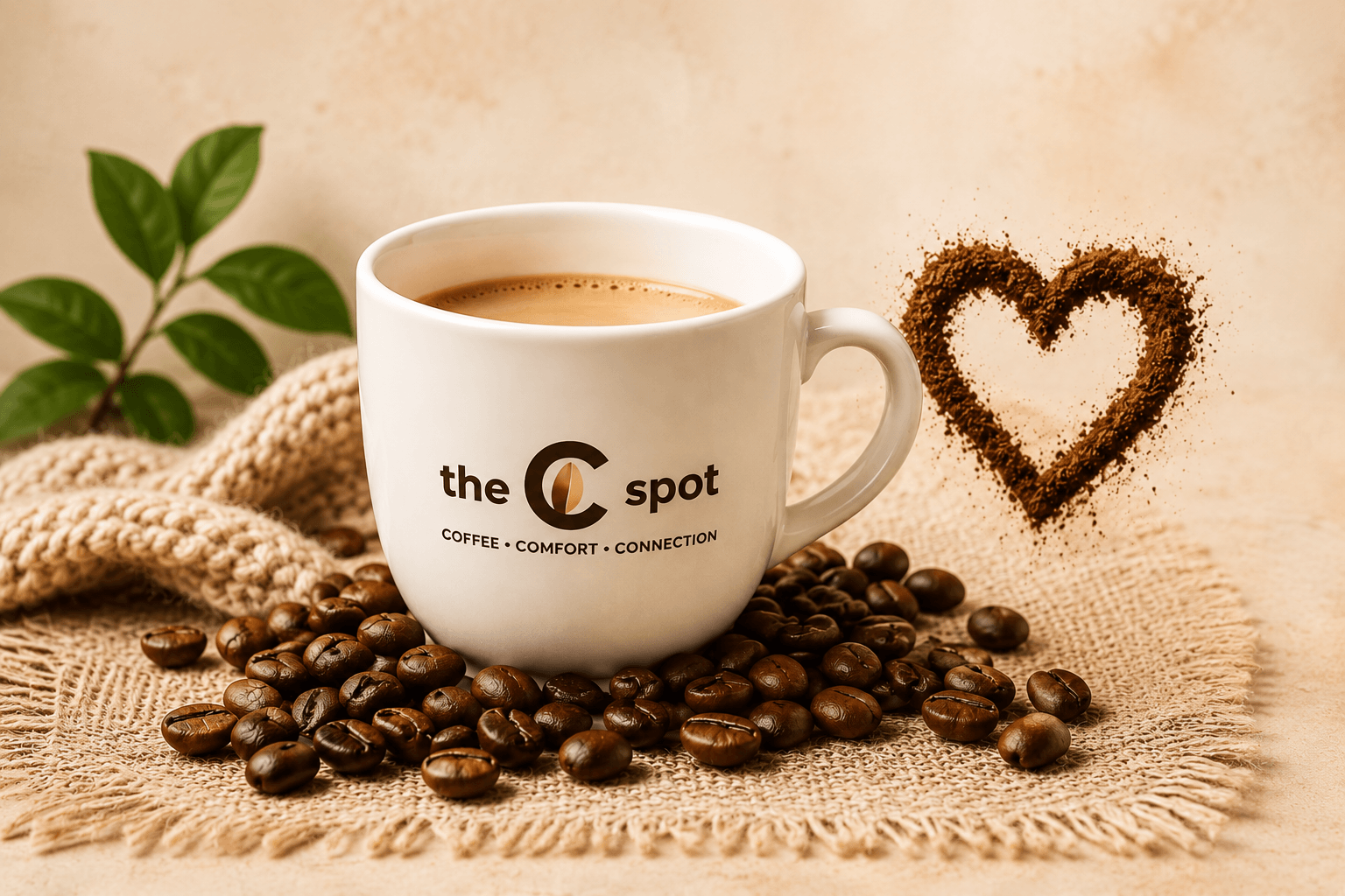 Ceramic Mug and Coffee Beans
