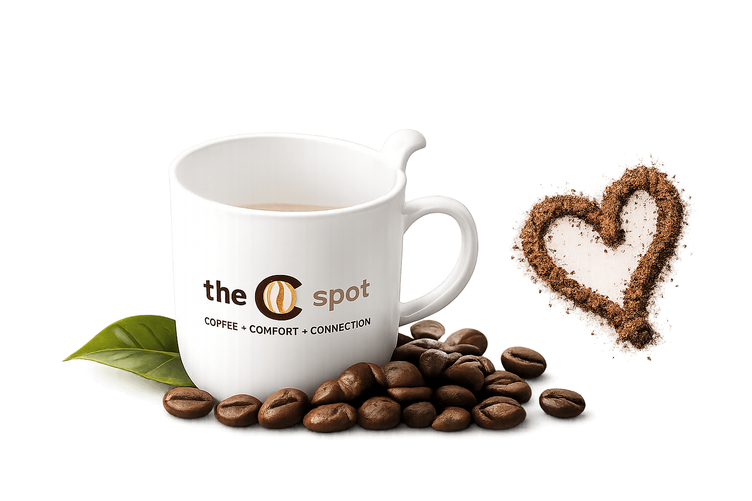 The C Spot Ceramic Mug and Coffee Beans